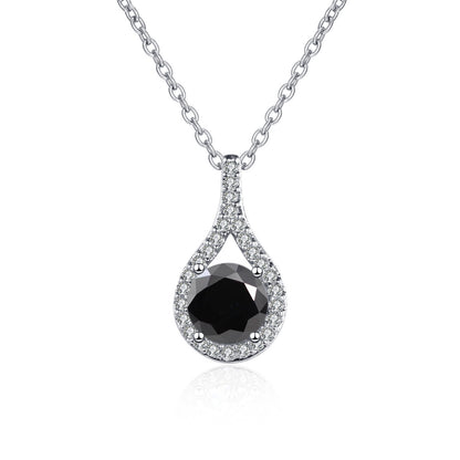 1ct S925 Silver Moissanite Teardrop Pendant Necklace, Box Chain, Color Options