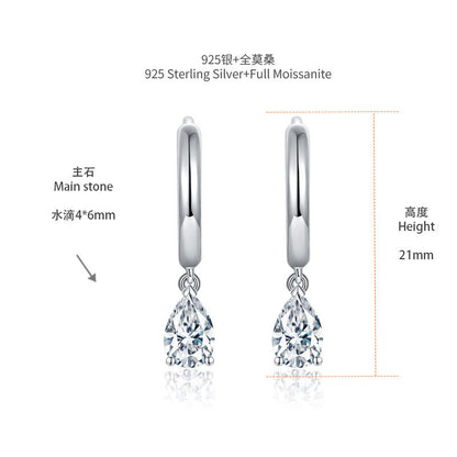 S925 Sterling Silver 18k Gold Plated Pear Cut Drop Earrings, Clear Crystal Dangle Earrings, Elegant Everyday Jewelry