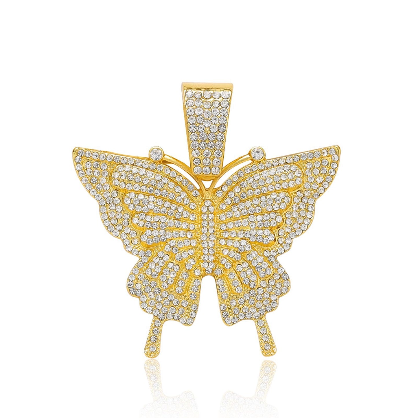 Butterfly Cuban Link Alloy Pendant Necklace for Men and Women