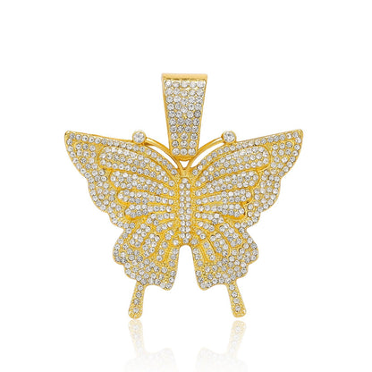 Butterfly Cuban Link Alloy Pendant Necklace for Men and Women