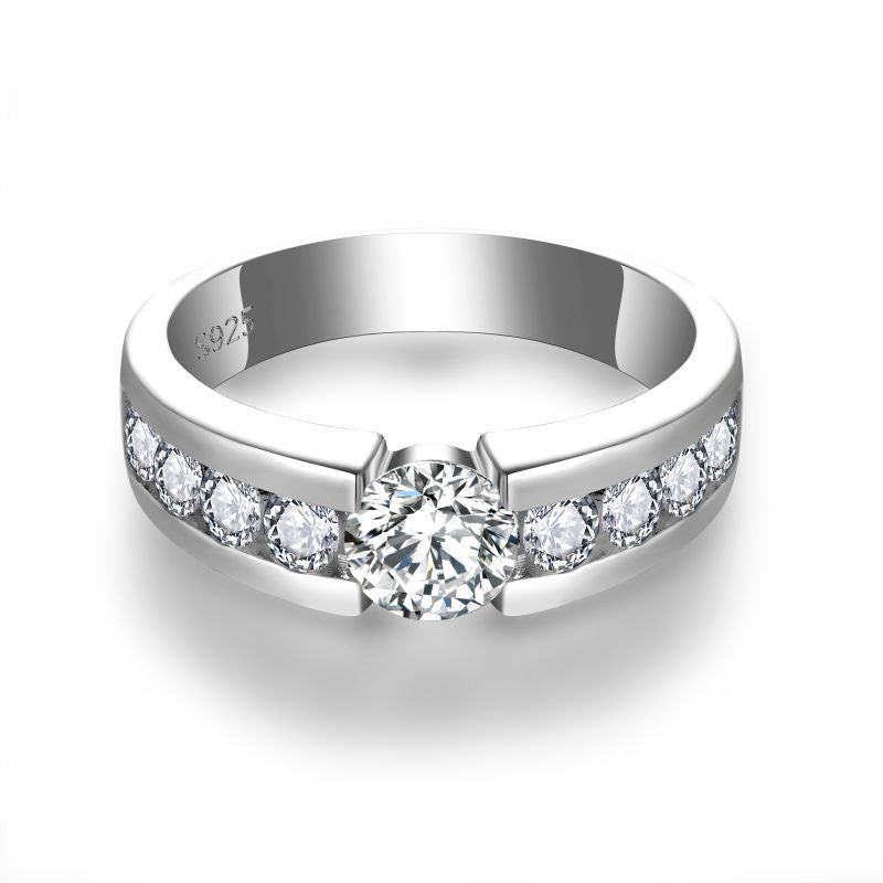 1 Carat Moissanite Ring, 925 Silver 18K Gold Plated Round Halo Band product image