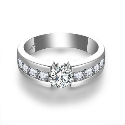 1 Carat Moissanite Ring, 925 Silver 18K Gold Plated Round Halo Band