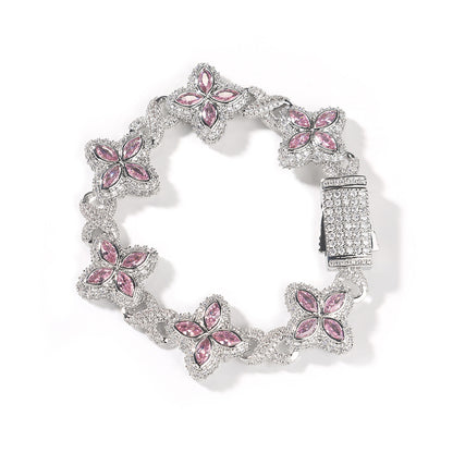 Unisex Four Leaf Clover Cubic Zirconia Bracelet /Necklace