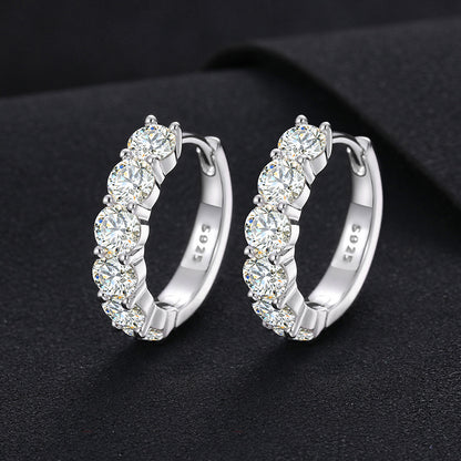 925 Silver Moissanite Hoop Earrings for Women and Men, Round Geometric Hip Hop Stud Hoop Earrings in Silver, Gold, and Rose Gold