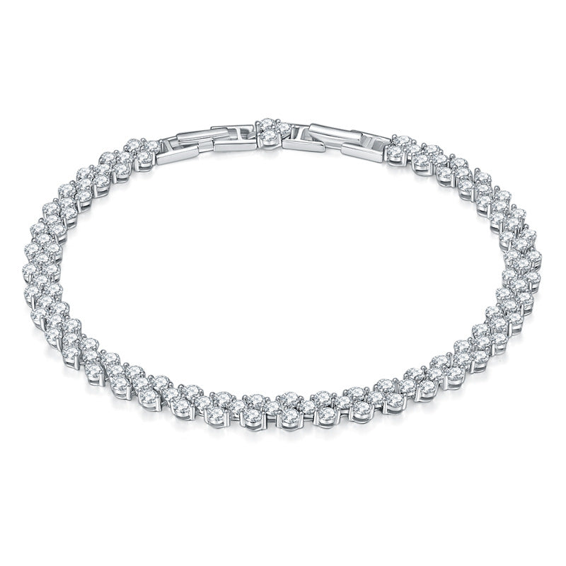 925 Sterling Silver Moissanite Cluster Bracelet, 2.5mm Irregular V-Shape product image