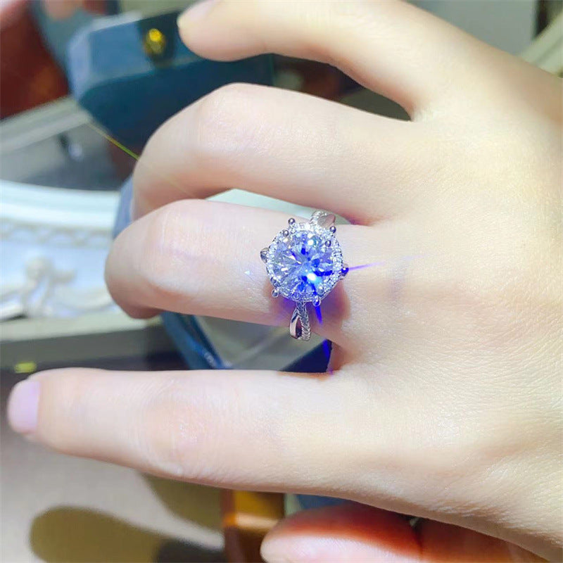 Floral Moissanite Ring for Women, 1 Carat or 2 Carat Engagement Ring, Halo Style Promise Ring product image