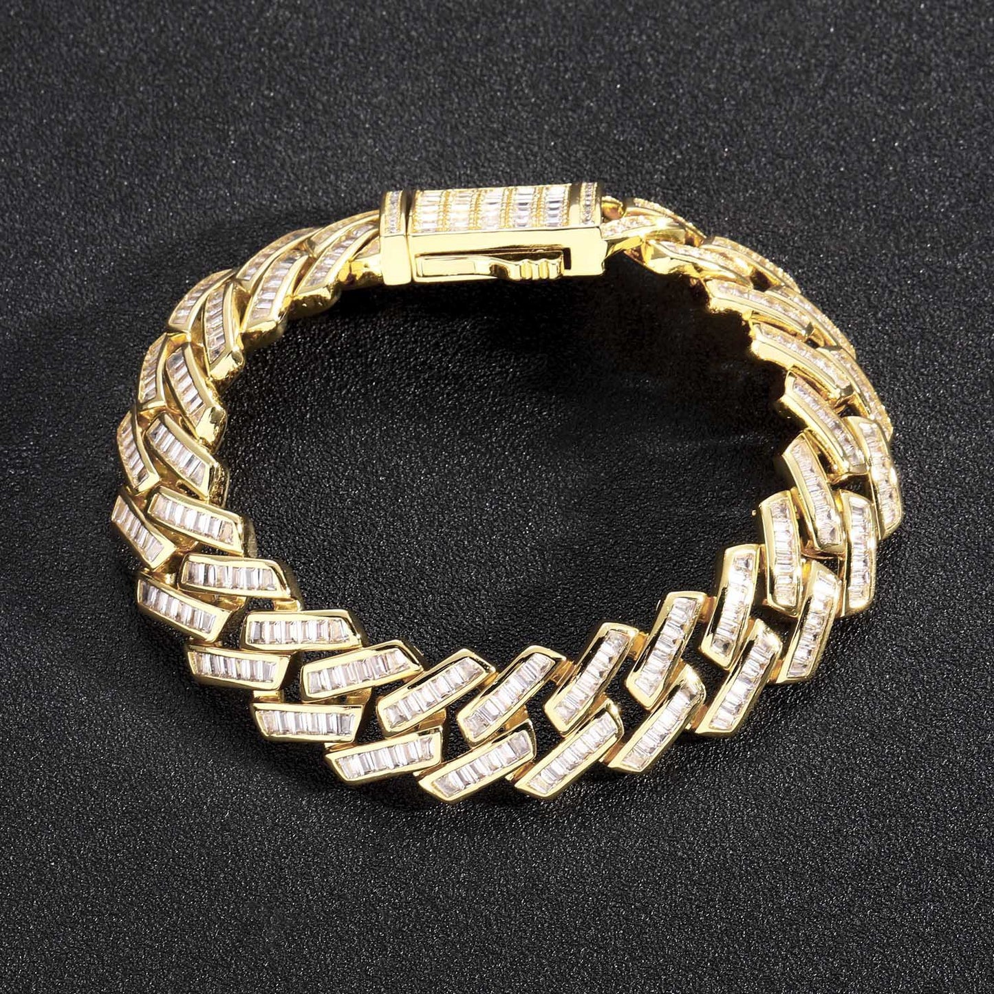 Hip Hop Light Luxury Square Diamond Shape Cuban Link Cubic Zirconia Necklace for Men