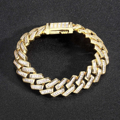 Hip Hop Light Luxury Square Diamond Shape Cuban Link Cubic Zirconia Necklace for Men
