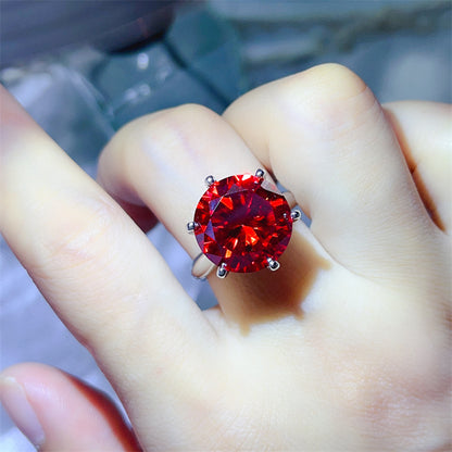 20 Carat Color Moissanite Ring for Women – Round Six-Prong Solitaire Statement Ring