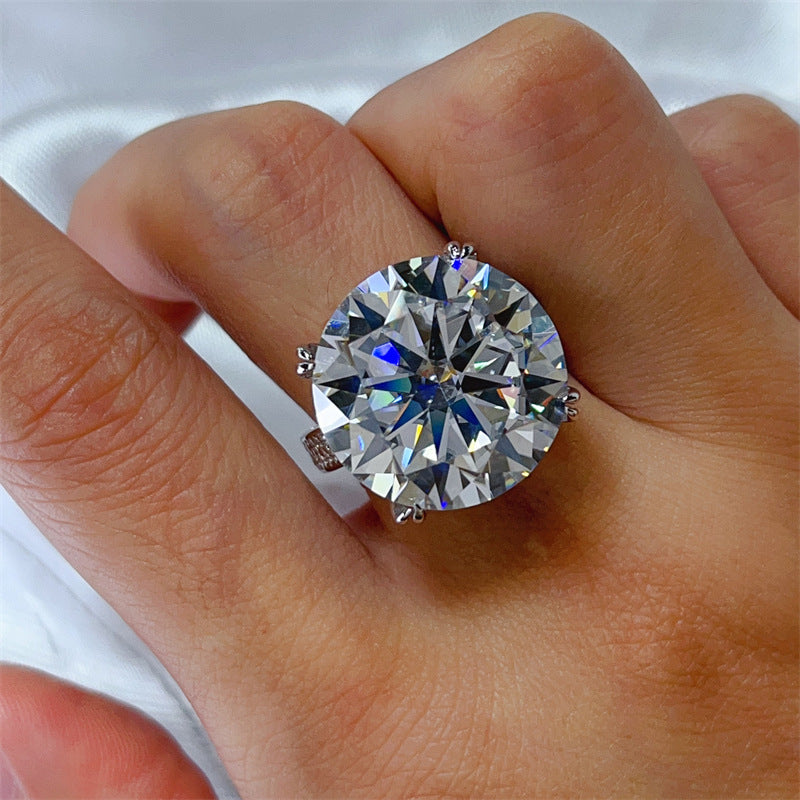20 Carat Moissanite Ring for Women – Oversized Round Solitaire Engagement Ring product image