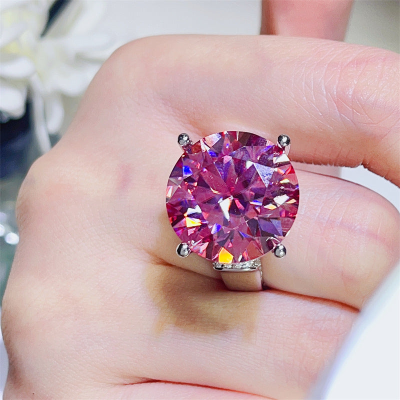 Pink Moissanite Ring for Women – 20 Carat Round Solitaire Statement Ring product image
