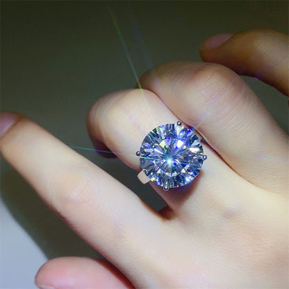 20 Carat D Color Moissanite Ring for Women, Geometric U-Shape Solitaire Engagement Ring
