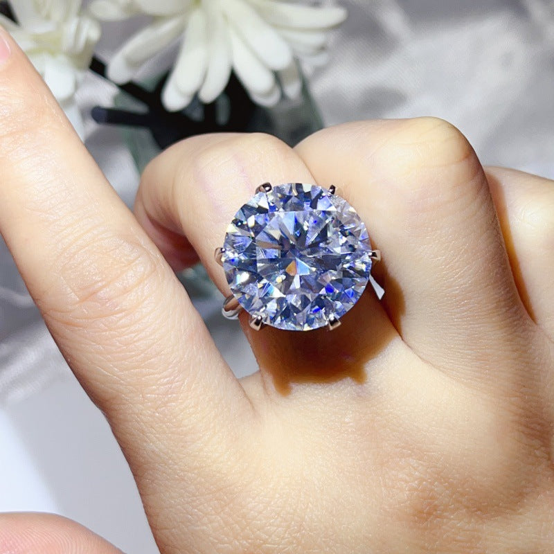 20 Carat Color Moissanite Ring for Women – Round Six-Prong Solitaire Statement Ring product image