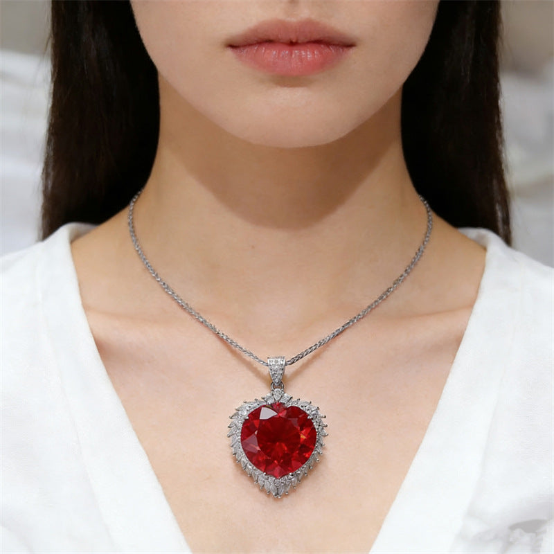 20 Carat Round Moissanite Halo Pendant Necklace, Large Color Stone Statement Necklace