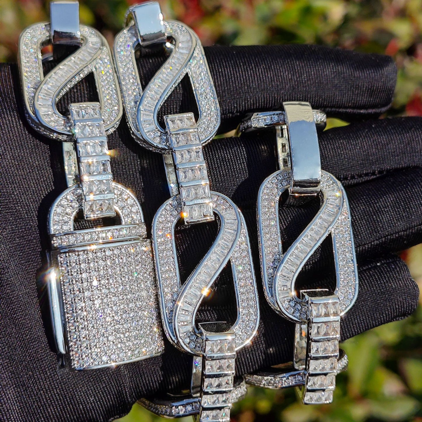 Iced Out Chain Necklace Bracelet Set