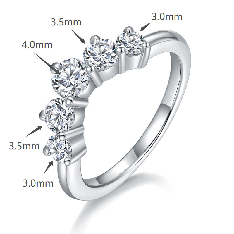 Moissanite V-Shape Cluster Ring, 925 Silver, 18K Gold Plated product image