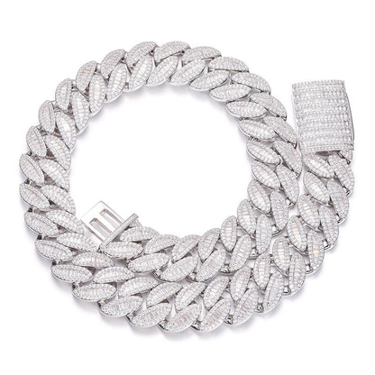 Iced Out Cuban Link Chain Necklace Bracelet Set for Women & Men, 5A CZ Hip Hop Statement Jewelry