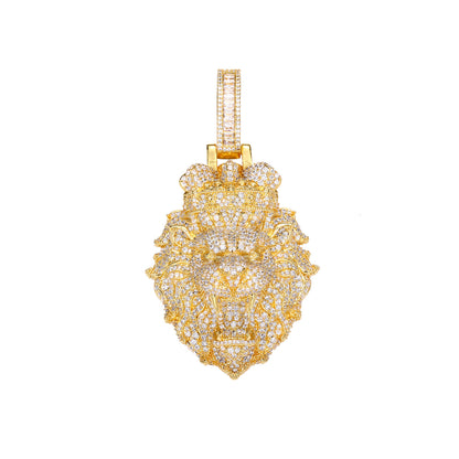 Iced Out Lion Head Pendant Necklace for Men - Hip Hop Cubic Zirconia Statement Chain