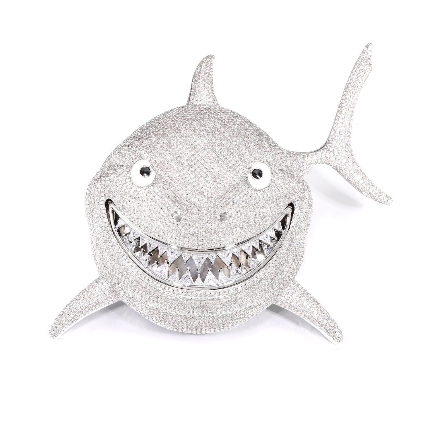Iced Out Shark Pendant Necklace for Men with Stainless Steel Twist Chain product image