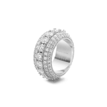 Pavé Cubic Zirconia Wide Band Ring for Men and Women, Unisex Chunky Ring, Two Color Options, Sizes 7-11