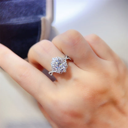 Oval Moissanite Halo Ring 2 Carat Engagement Ring for Women