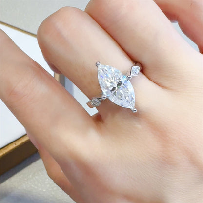 Marquise Moissanite Ring for Women, Geometric Solitaire Engagement Style Ring, 2 Carat or 3 Carat