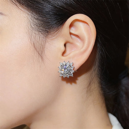 4 Carat Moissanite Halo Stud Earrings for Women – Round & Asscher Geometric Earrings