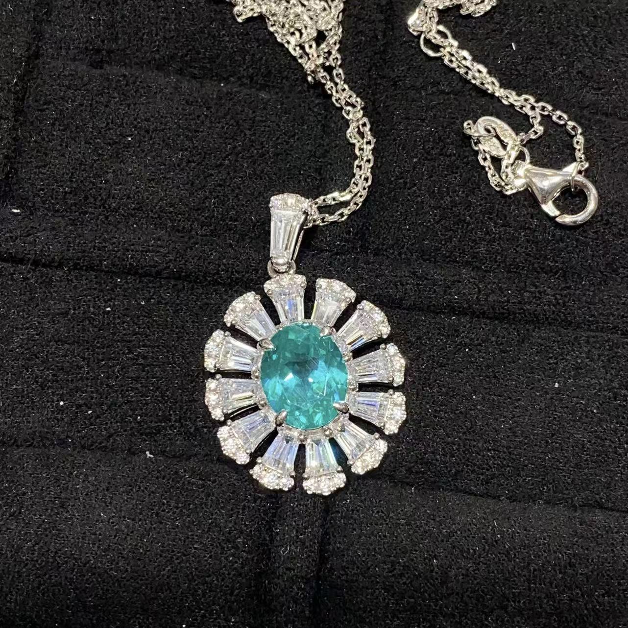 Teal Flower Jewelry Set, Matching Earrings, Ring and Pendant Necklace product image