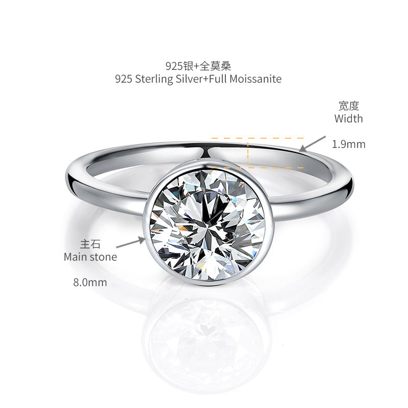 Round Moissanite Solitaire Ring, 8mm Center Stone, S925 18K Gold Plated product image