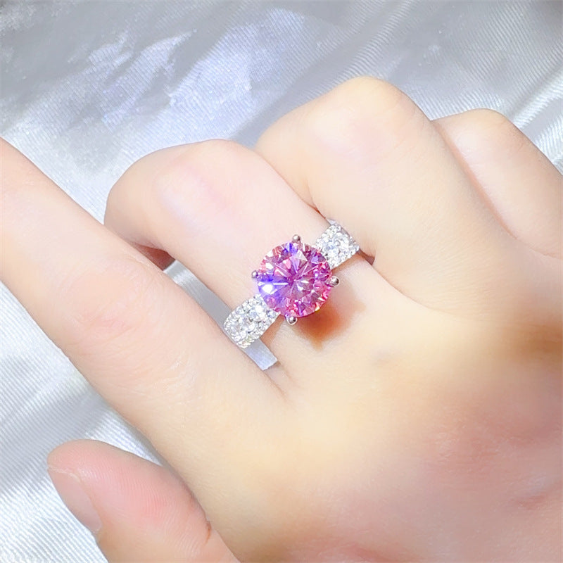 Pink Moissanite Halo Ring for Women, 2 Carat or 3 Carat Engagement Style Ring product image