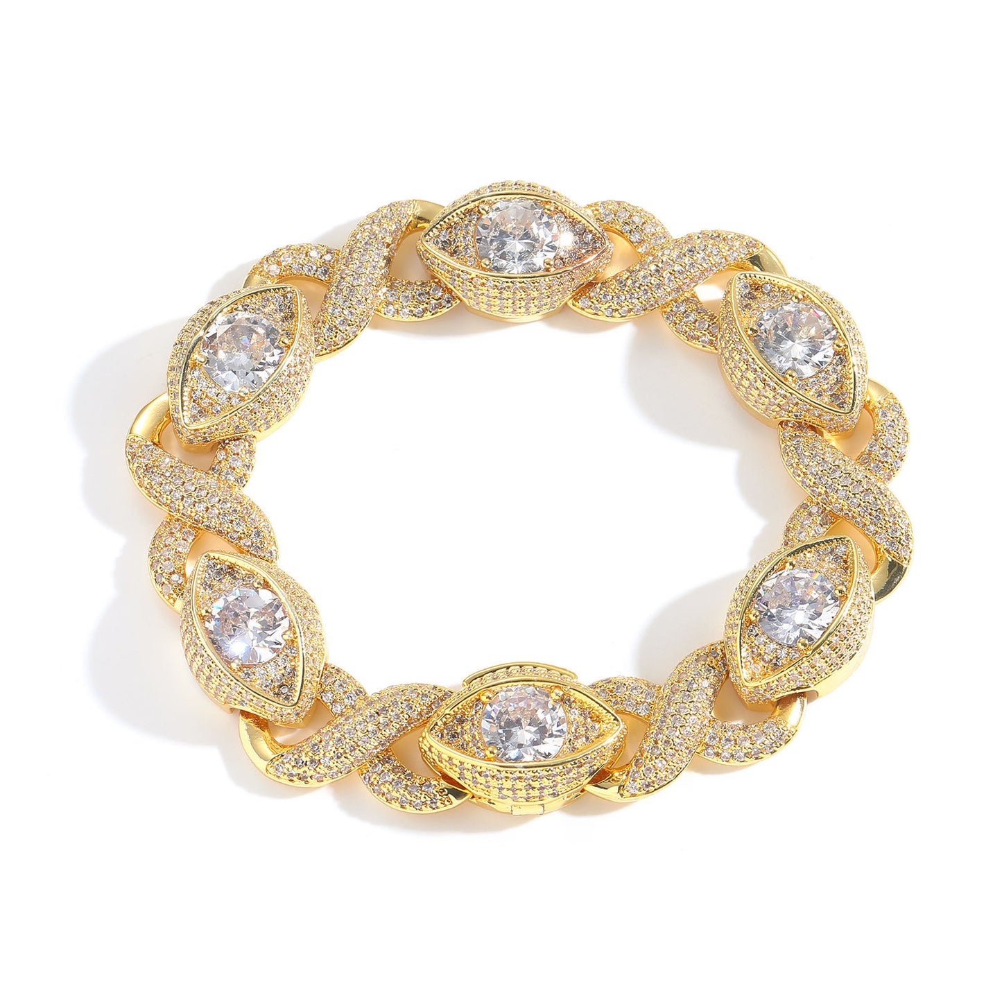Hip Hop Four Leaf Clover Tennis Chain Cubic Zirconia Bracelet for Men and Women