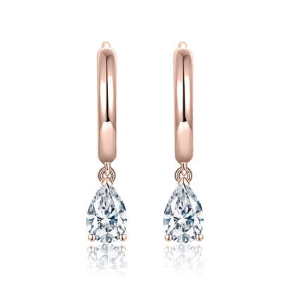S925 Sterling Silver 18k Gold Plated Pear Cut Drop Earrings, Clear Crystal Dangle Earrings, Elegant Everyday Jewelry