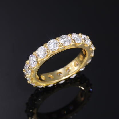 Moissanite Eternity Ring in 925 Silver, Round Stone Band, Unisex