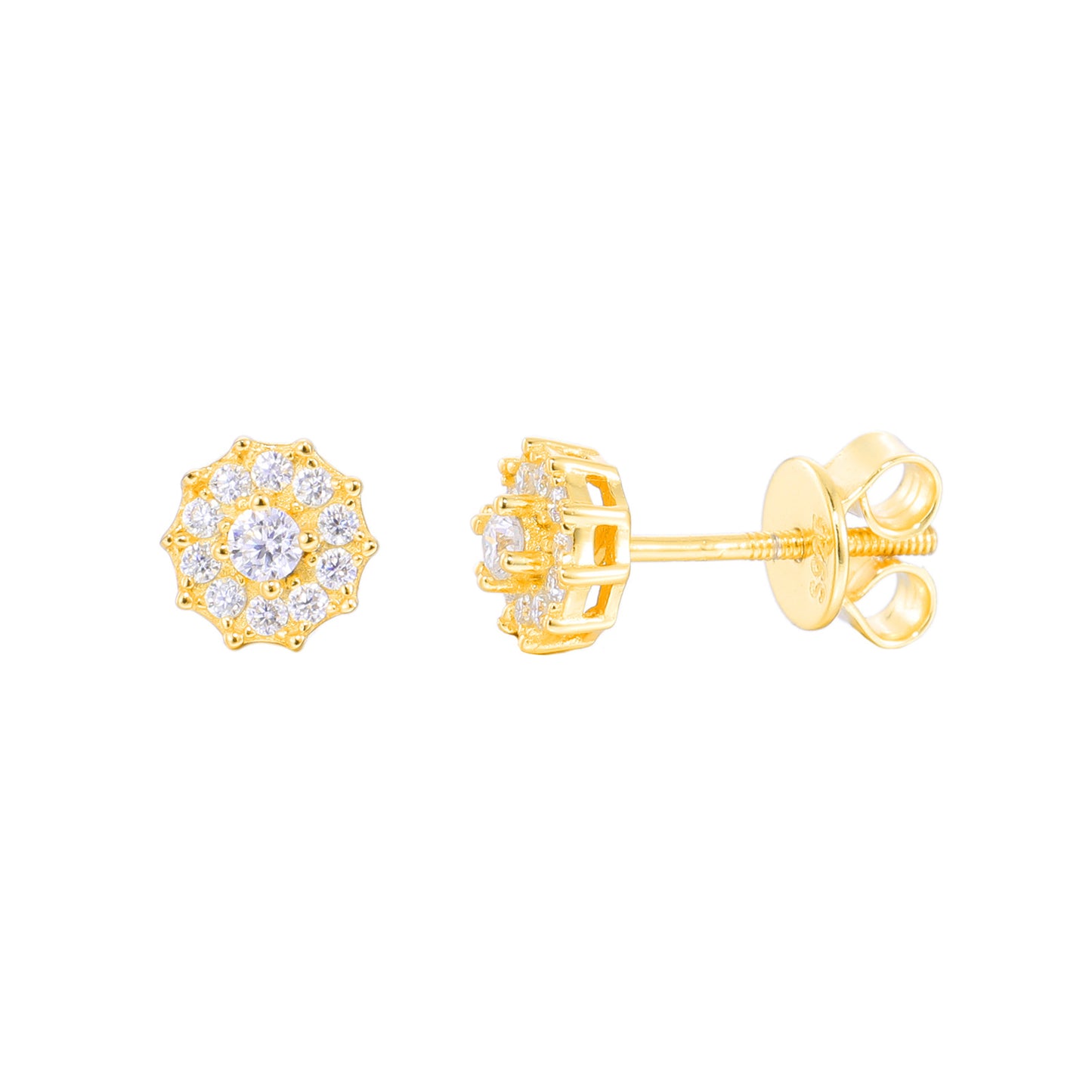 Unisex Round Moissanite Stud Earrings in Gold Tone or White Gold Tone, Iced Out Micro Pave Hip Hop Earrings product image