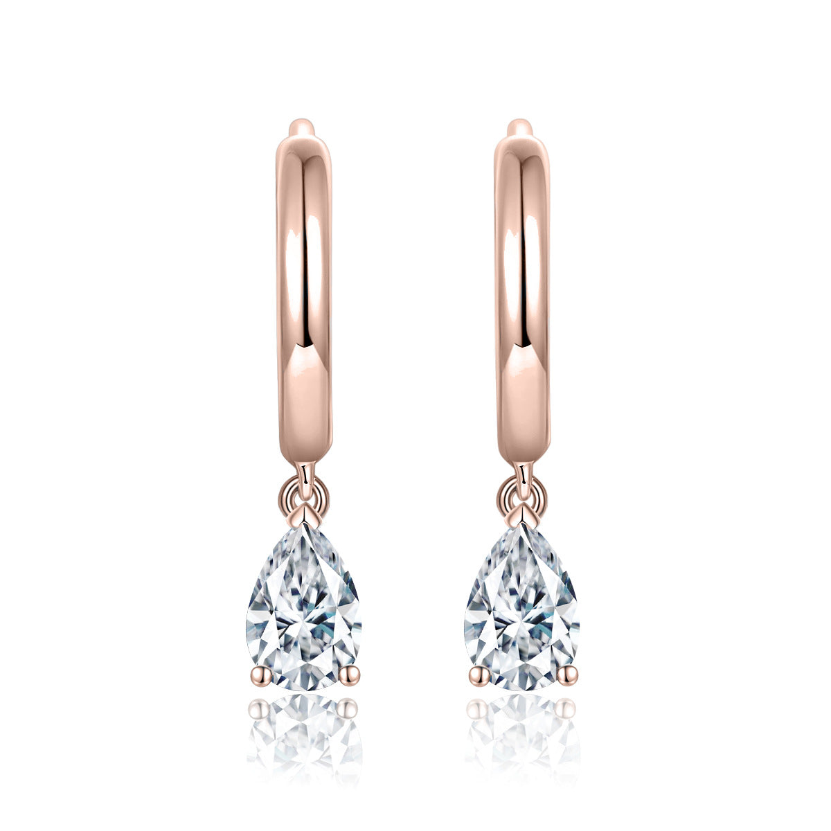 S925 Sterling Silver 18k Gold Plated Pear Cut Drop Earrings, Clear Crystal Dangle Earrings, Elegant Everyday Jewelry product image