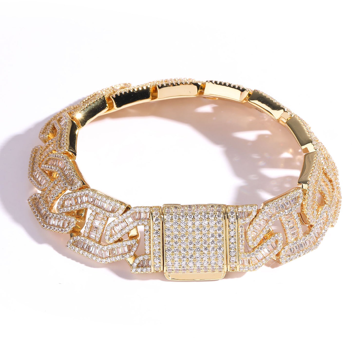 Hip Hop Minimalist Diamond Shape Cuban Link Cubic Zirconia Bracelet for Men