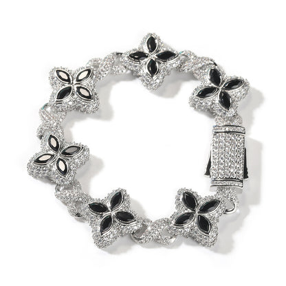 Unisex Four Leaf Clover Cubic Zirconia Bracelet /Necklace