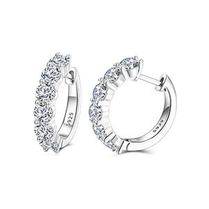 925 Silver Moissanite Hoop Earrings for Women and Men, Round Geometric Hip Hop Stud Hoop Earrings in Silver, Gold, and Rose Gold product image