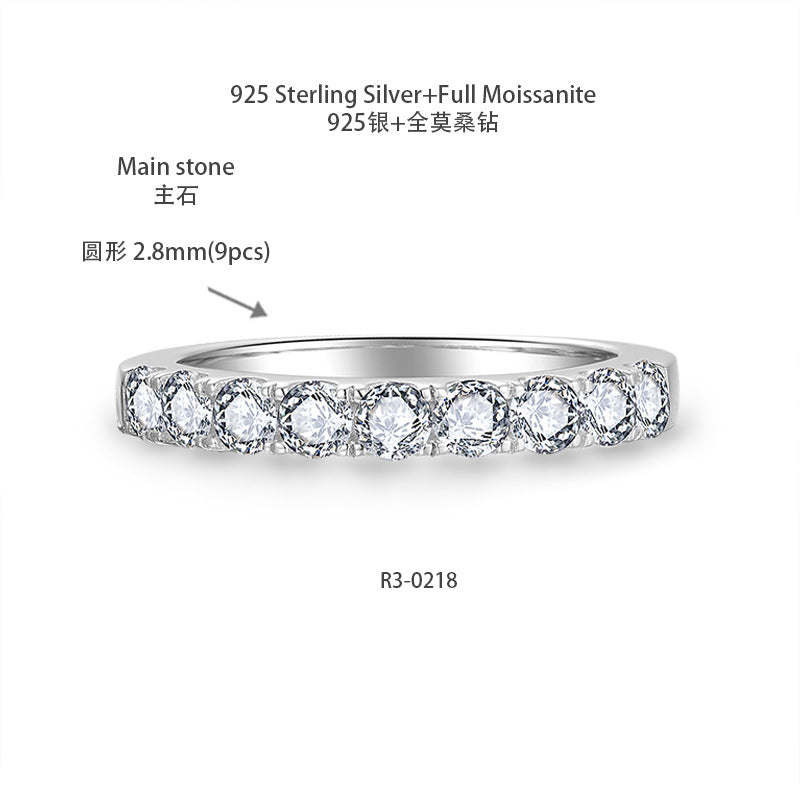 10-Stone Moissanite Ring, S925 Silver 18K Gold Plated Wedding Band for Women product image