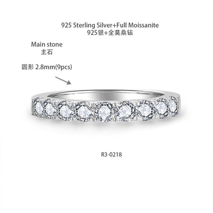 10-Stone Moissanite Ring, S925 Silver 18K Gold Plated Wedding Band for Women