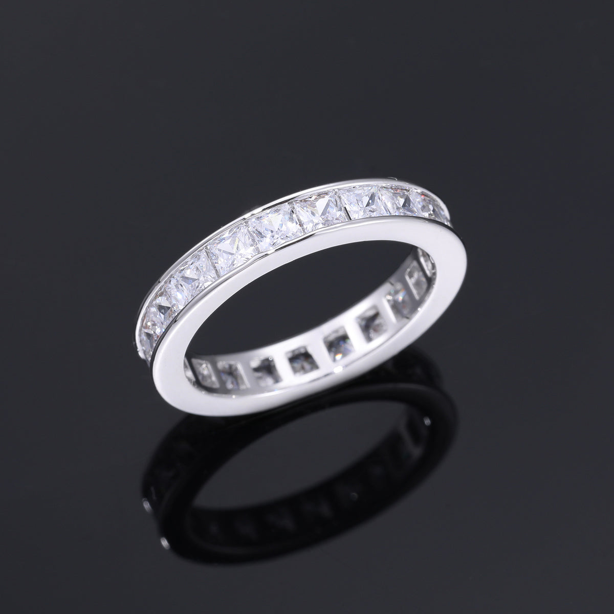 Iced Zircon Band Ring for Men and Women - Geometric Hip Hop Style Finger Ring, Sizes 7-10 product image