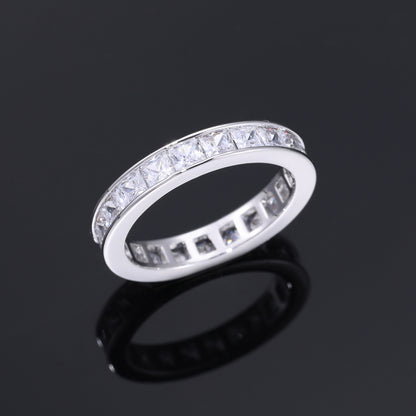 Iced Zircon Band Ring for Men and Women - Geometric Hip Hop Style Finger Ring, Sizes 7-10