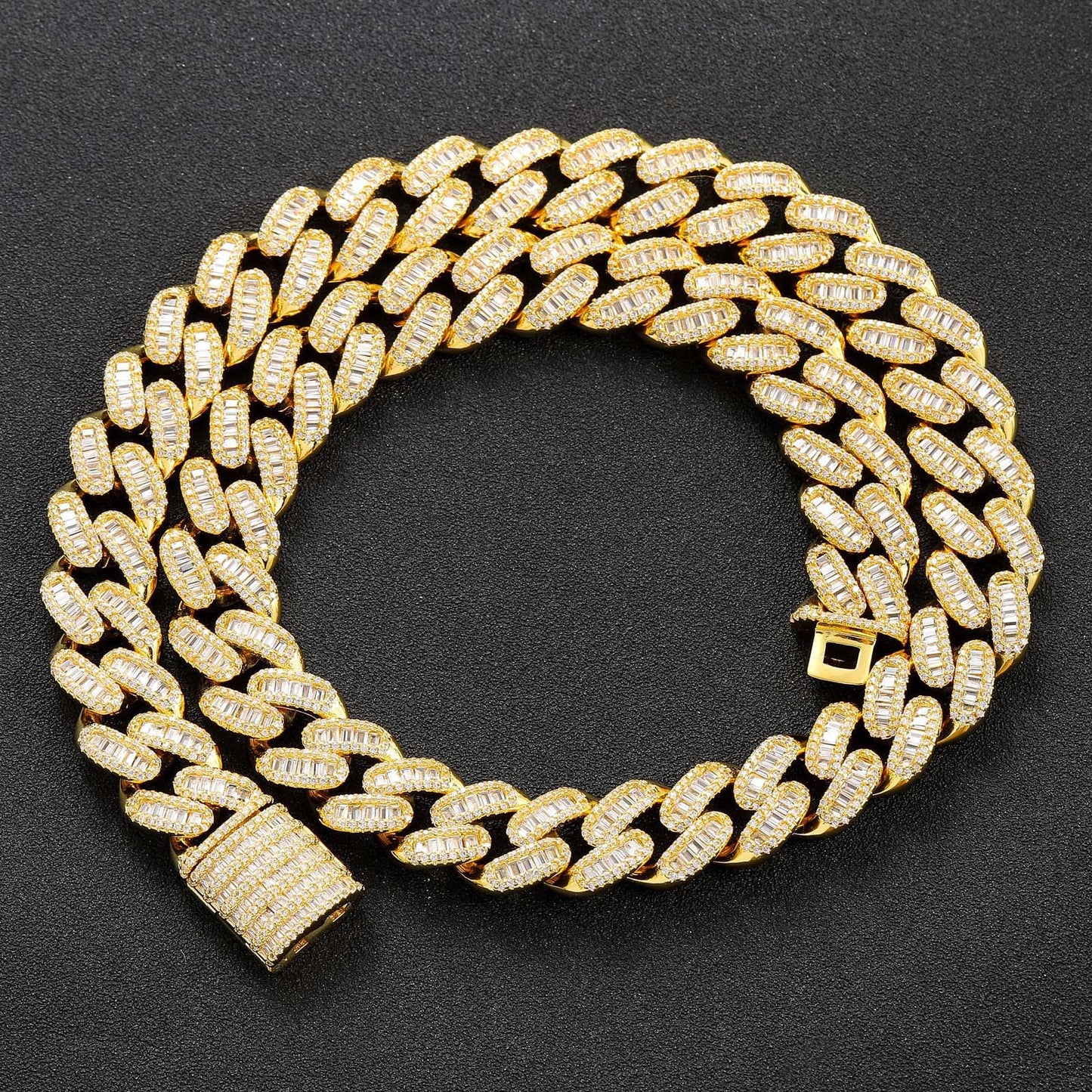 Hip Hop Light Luxury Diamond Shape Cuban Link Copper Necklace for Men