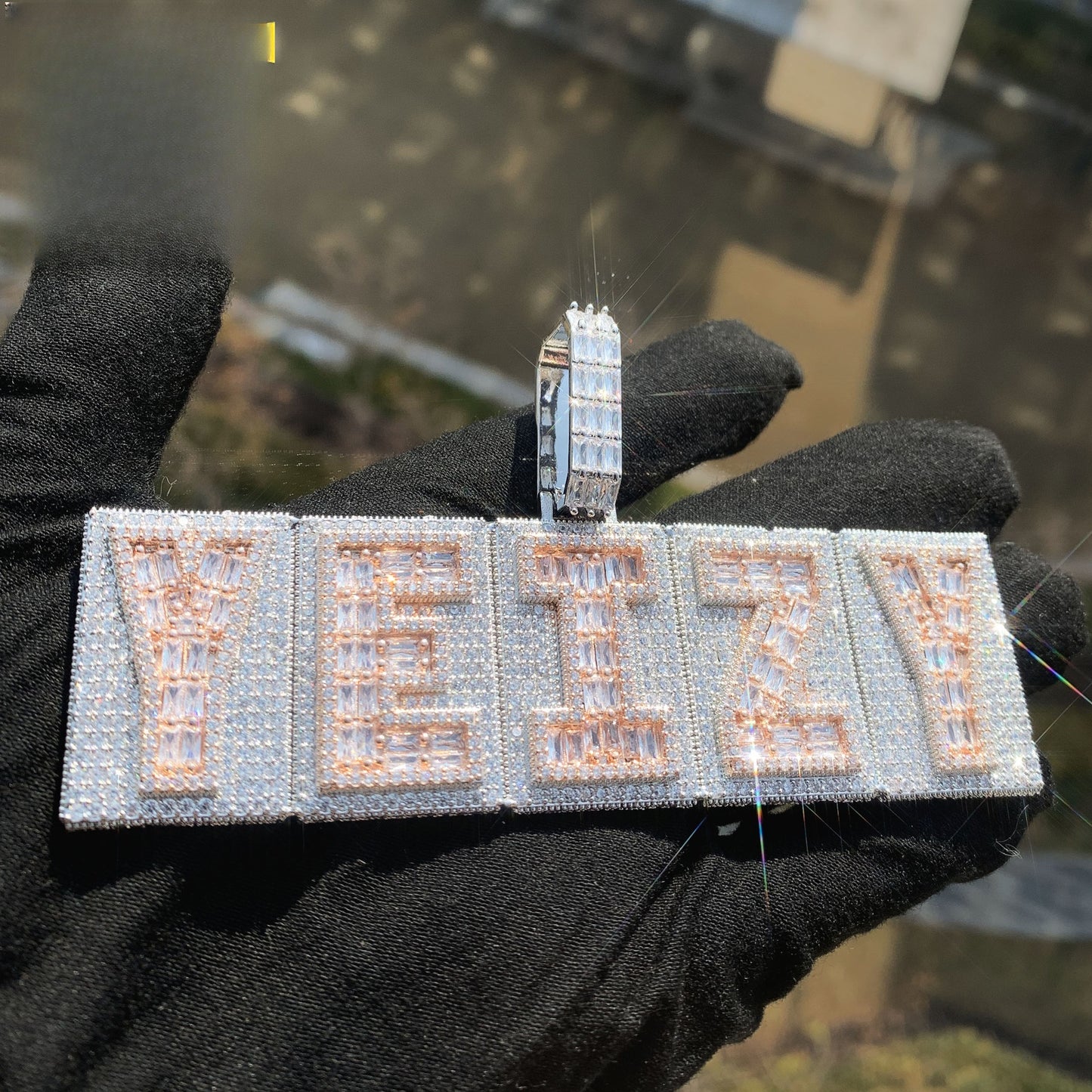 Unisex Iced Out Letter Pendant Necklace