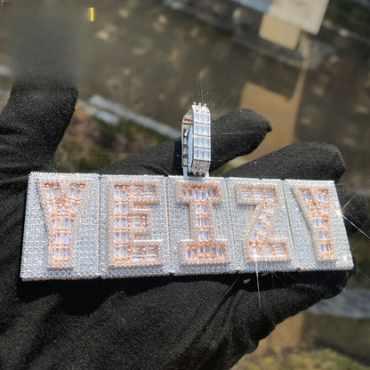 Unisex Iced Out Letter Pendant Necklace
