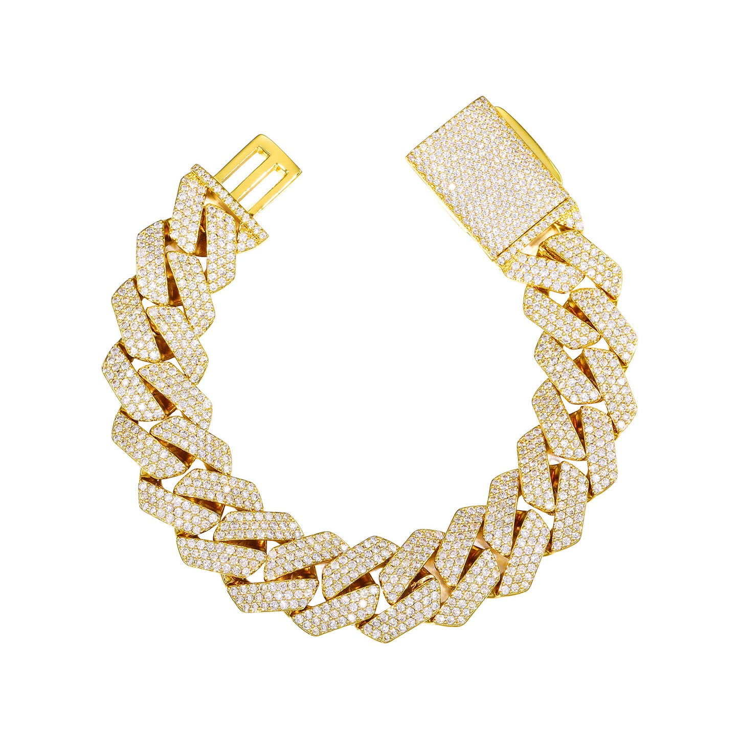 Iced Out Moissanite Diamond Shape Cuban Link Bracelet for Men and Women product image