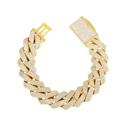 Iced Out Moissanite Diamond Shape Cuban Link Bracelet for Men and Women