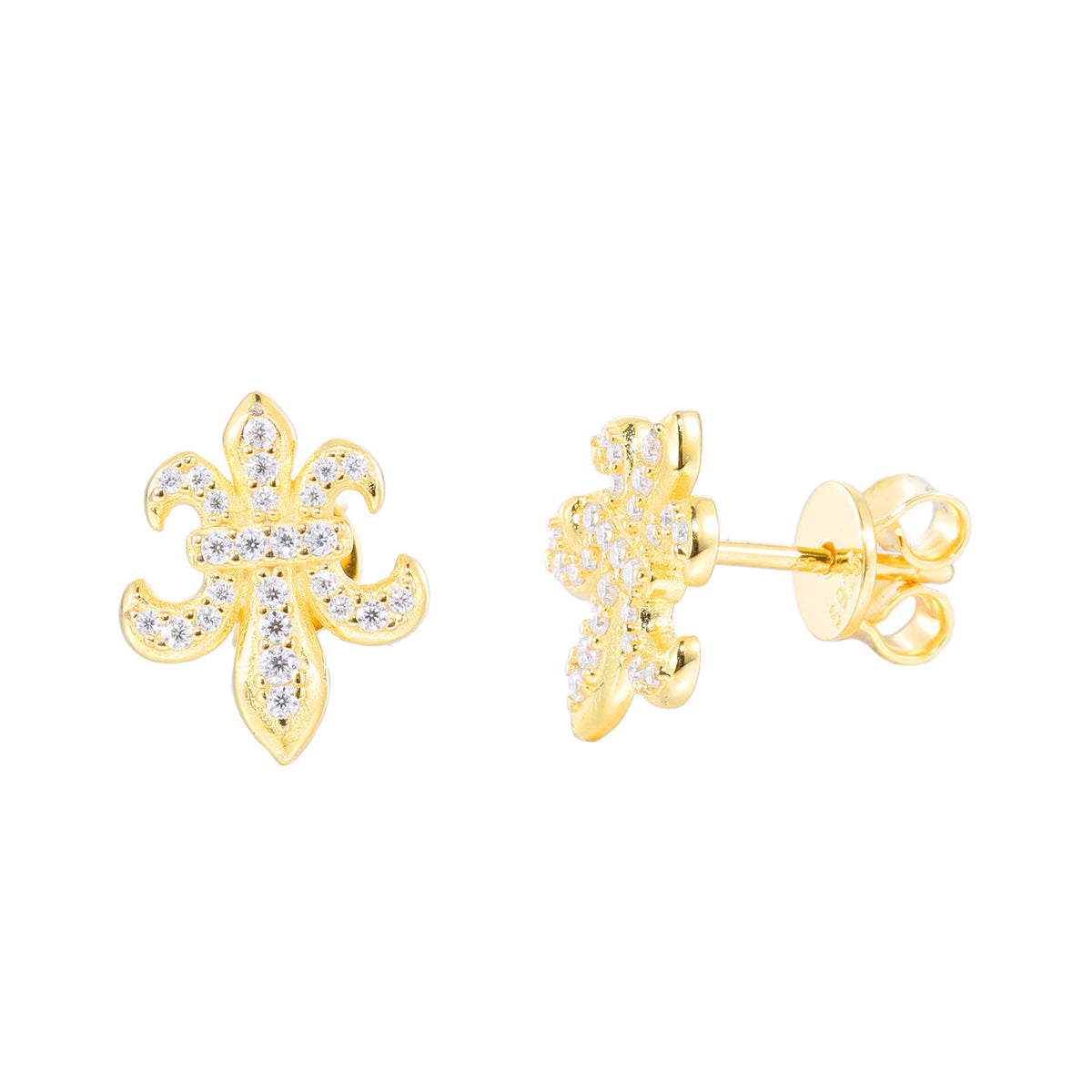 Moissanite Iris Flower Stud Earrings, S925 Sterling Silver, Unisex product image