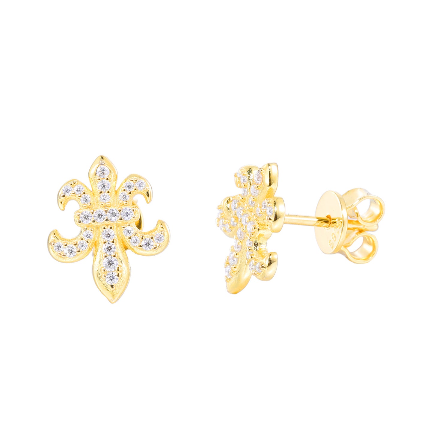 Moissanite Iris Flower Stud Earrings, S925 Sterling Silver, Unisex product image
