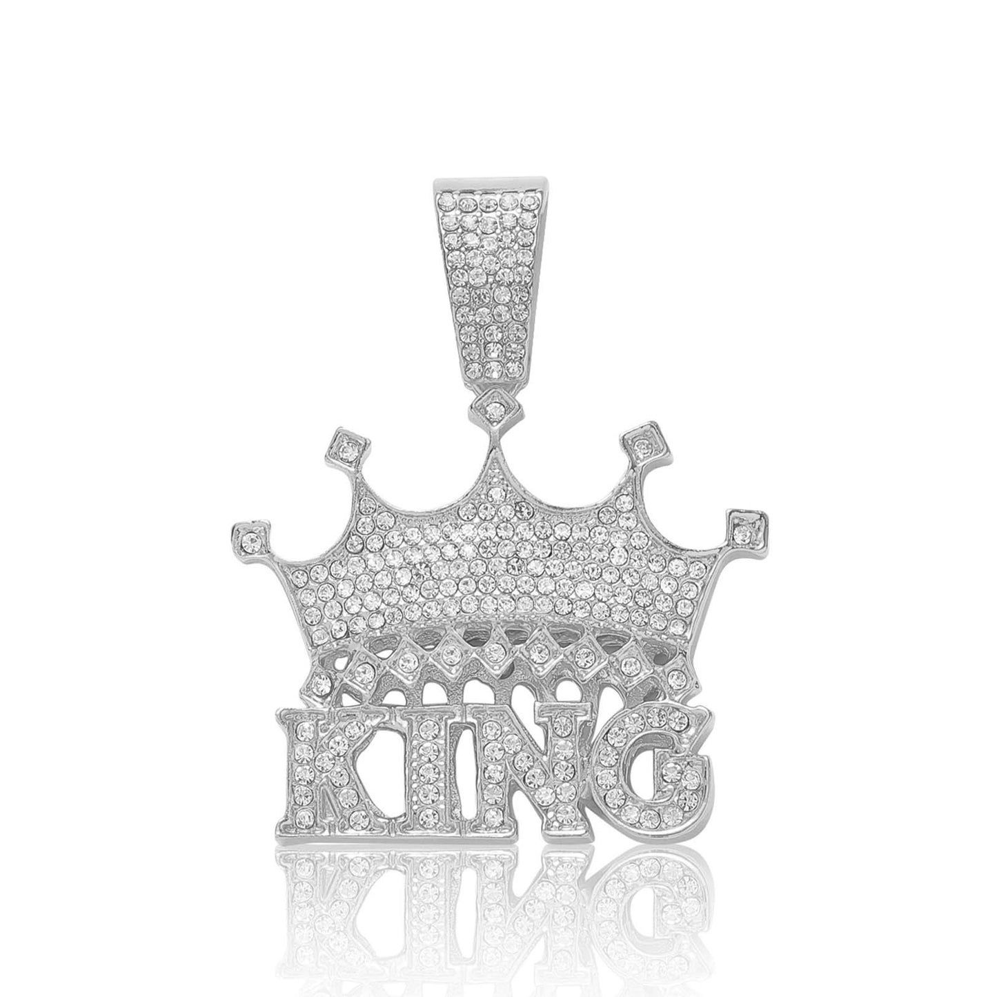 Hip Hop Crown Letter Cuban Link Alloy Pendant Necklace for Men and Women